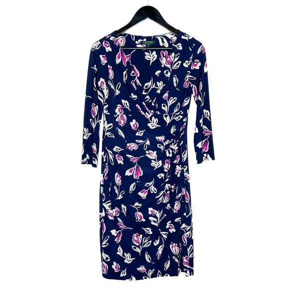Lauren Ralph Lauren Dress Faux Wrap Floral Tulip Dress - Picture 1 of 7